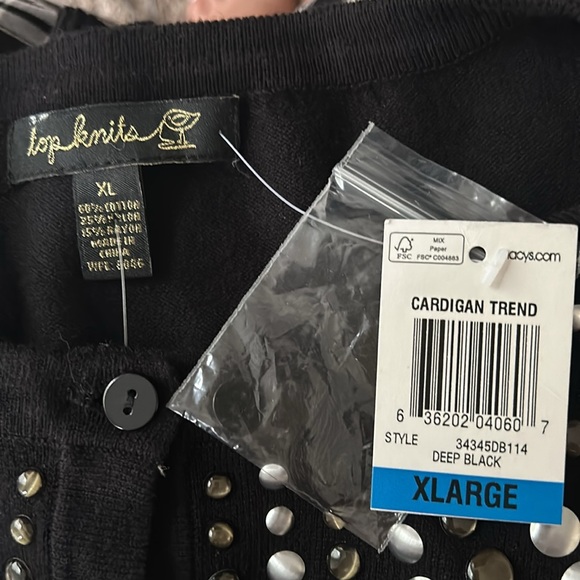 BRAND NEW! Black cardigan sweater. By Top Knit size XL. - Picture 4 of 4